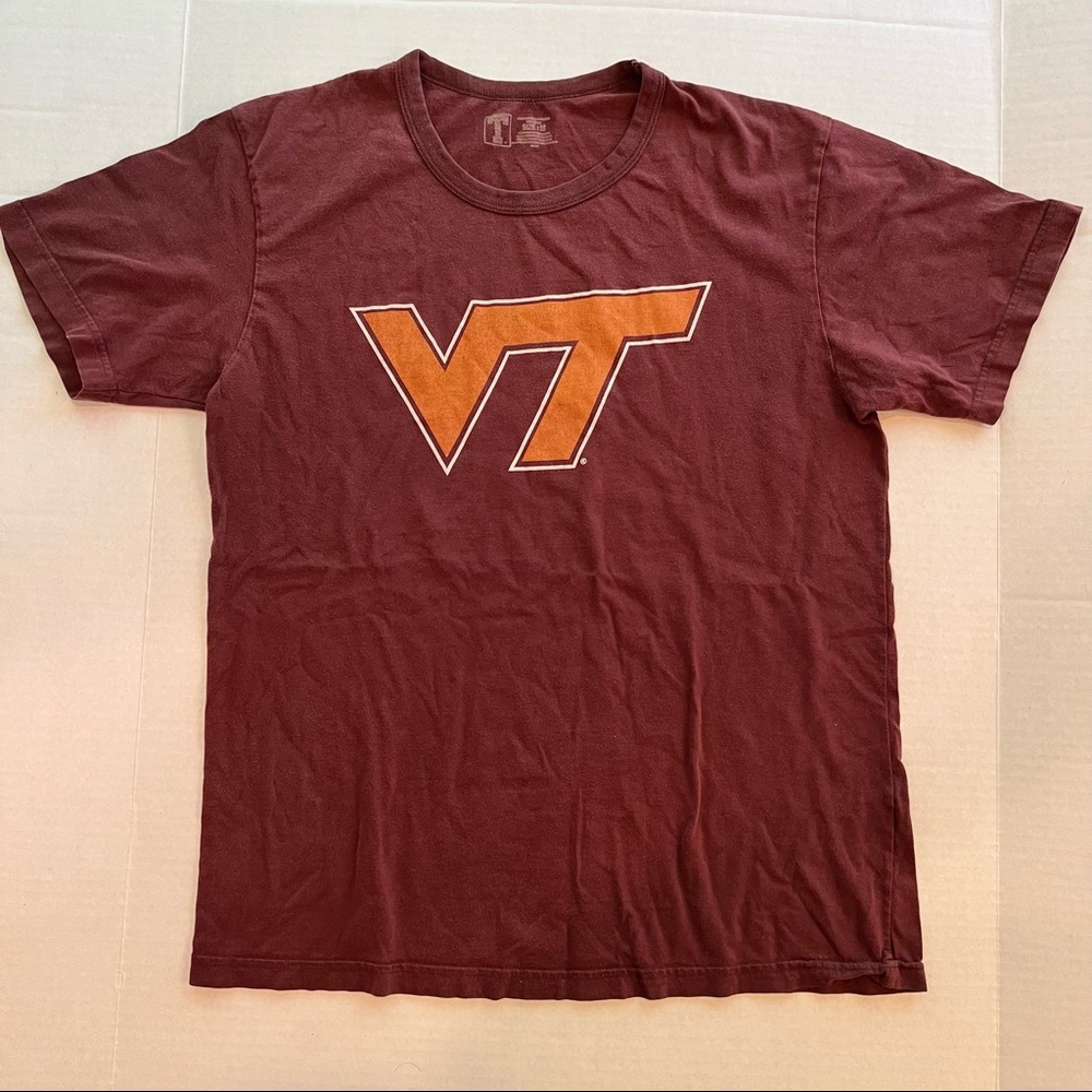 Virginia Tech M T-Shirt Tee Maroon SOFT Cotton Classic Simple Clean VT Logo